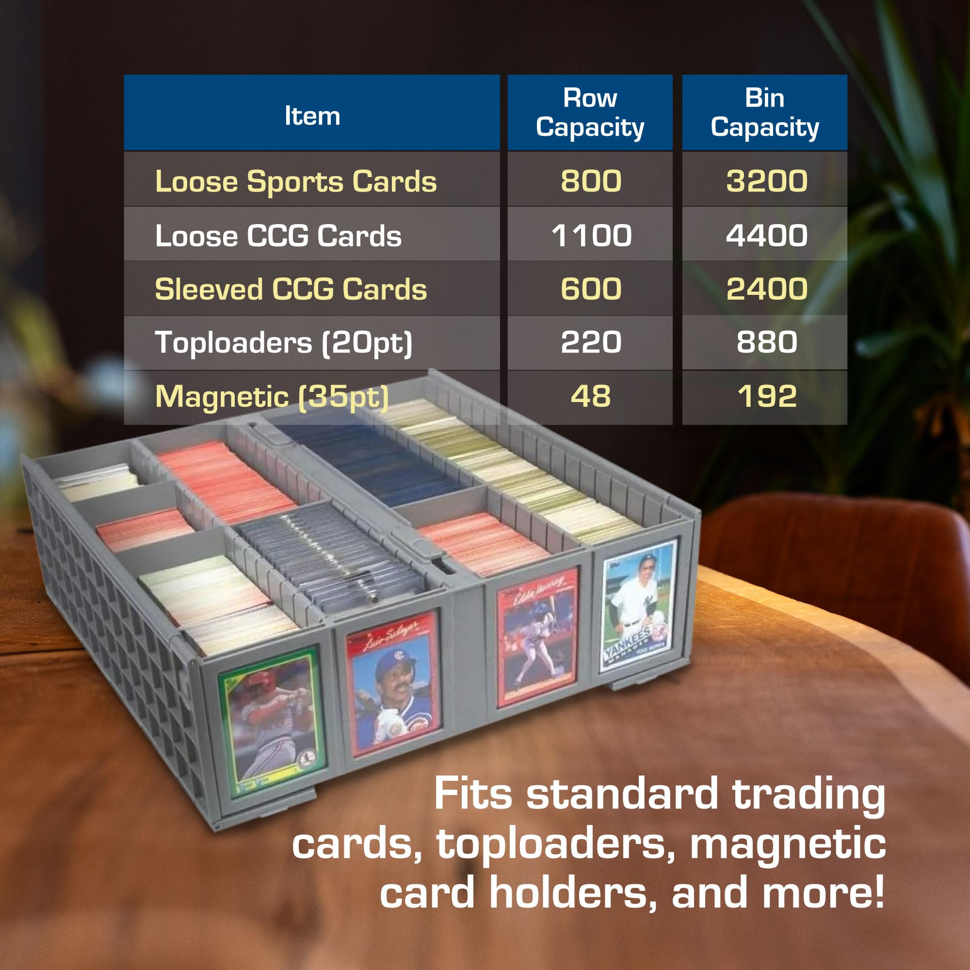 BCW Collectible Card Bin exterior slots allow quick labeling and identification