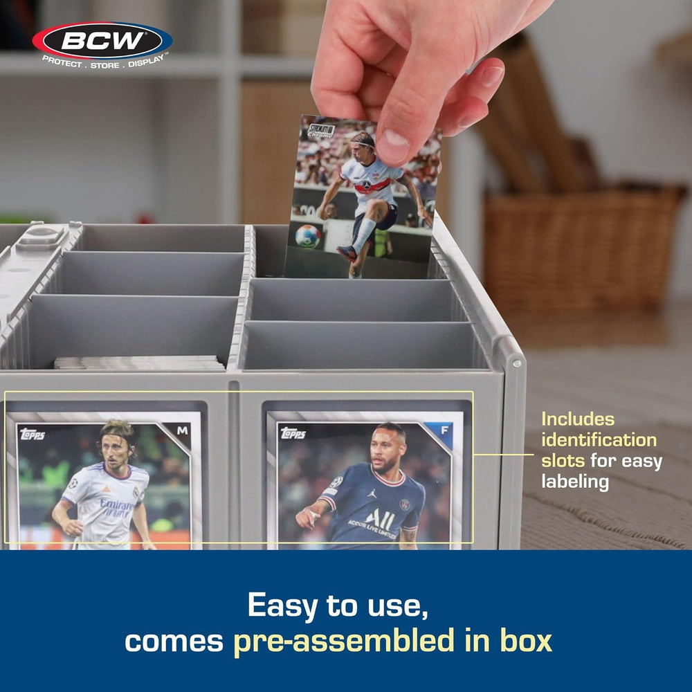 BCW Collectible Card Bin gray two-pack partitions allow flexible organization of card types.