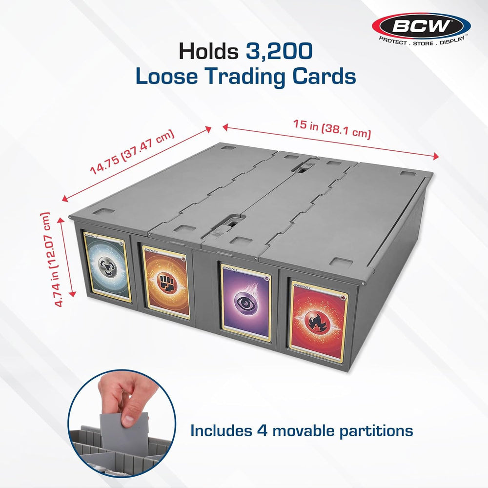 BCW Collectible Card Bin gray two-pack stackable design saves space in your storage area.
