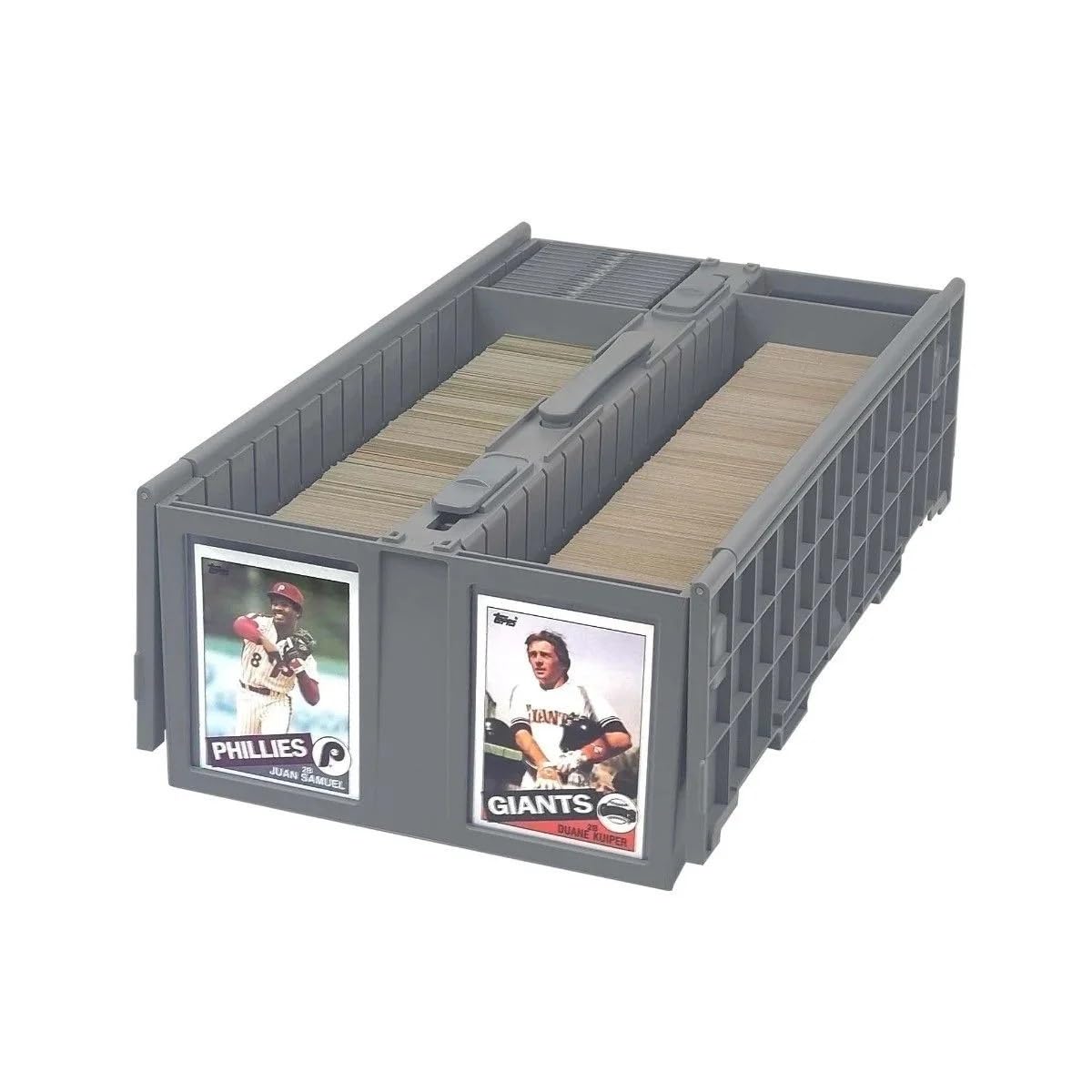 BCW Collectible Card Bin gray front view for neat, accessible storage
