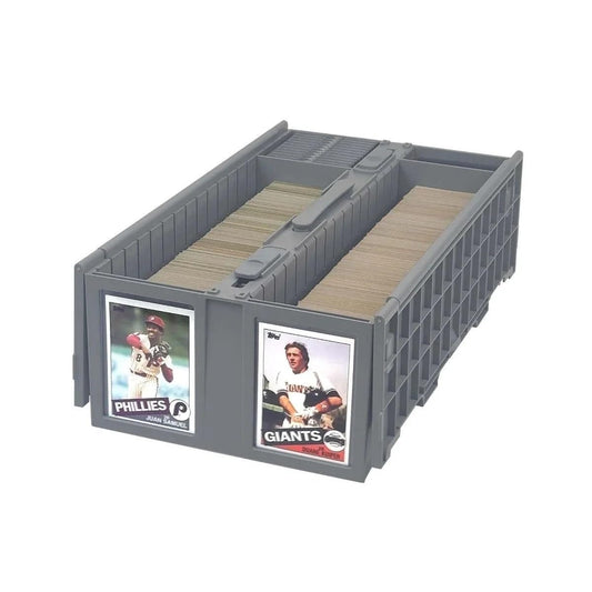 BCW Collectible Card Bin gray front view for neat, accessible storage