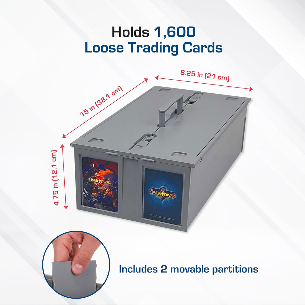 BCW Collectible Card Bin gray interior with partitions to customize organization