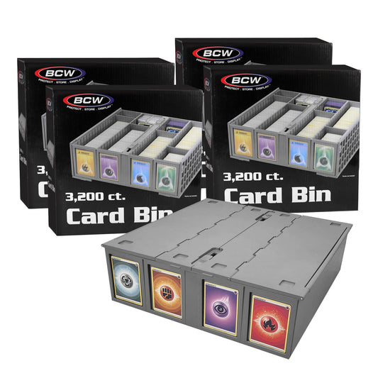 BCW Collectible Card Bin gray lid closed for secure storage of up to 3,200 cards