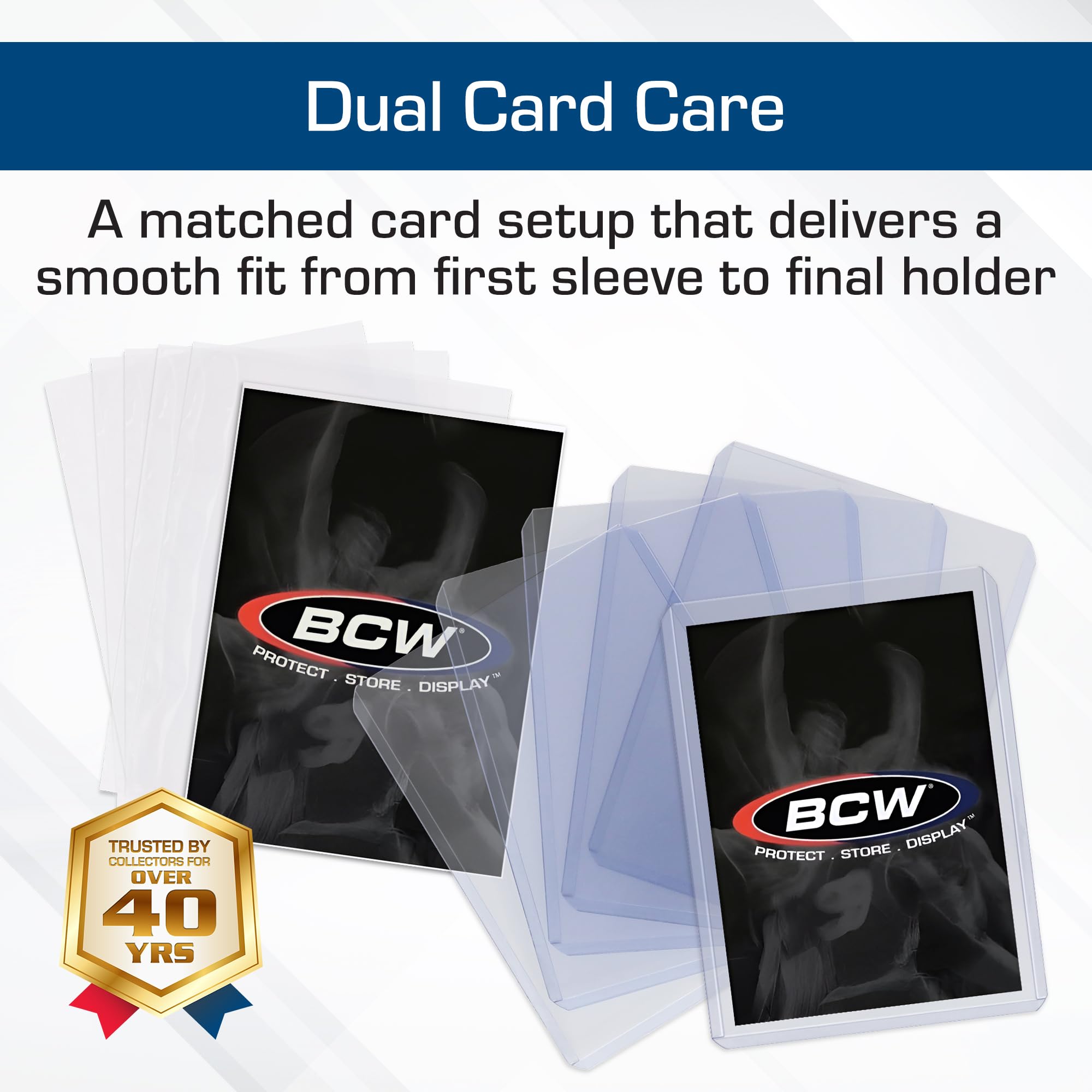 BCW crystal-clear sleeves pack, clear viewing of cards