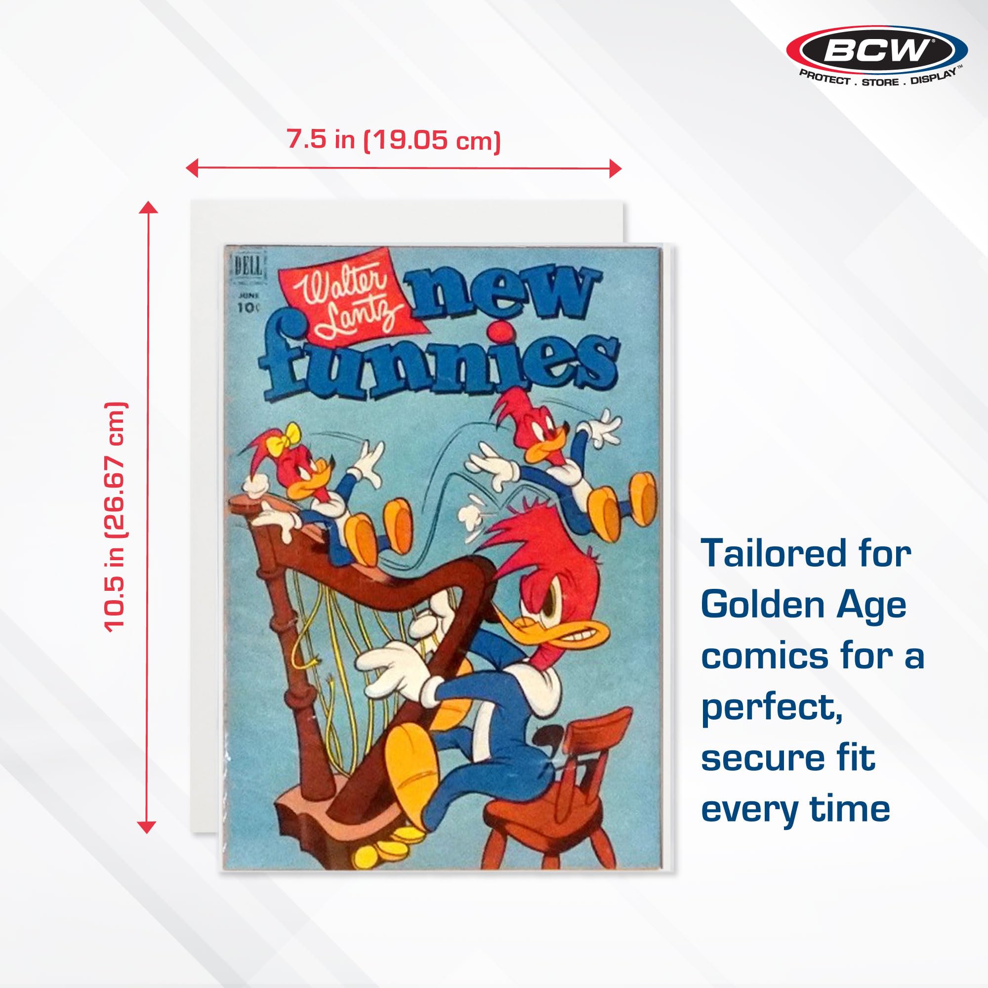 BCW Golden Age backing boards buffered coating maintains color integrity and protection.