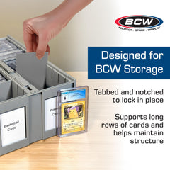 BCW gray partitions with adhesive-label surface for quick labeling within the bin