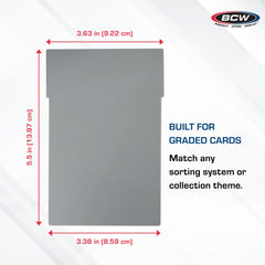 BCW gray partitions with precision fit support graded slabs upright in the bin