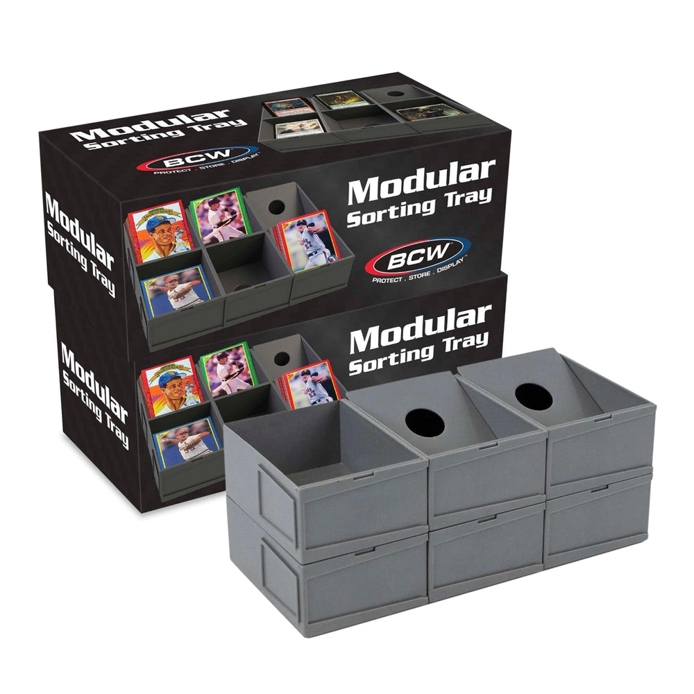 BCW modular card sorting tray with two-pack display grid for secure storage