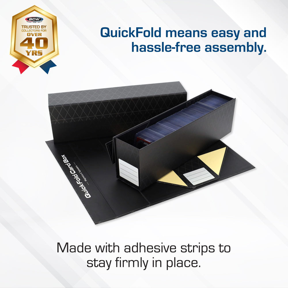 BCW QuickFold magnetic closure box closeup demonstrates secure lid seal.