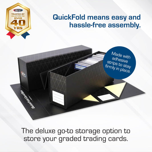 Three-pack BCW QuickFold storage keeps collections organized and ready for display.
