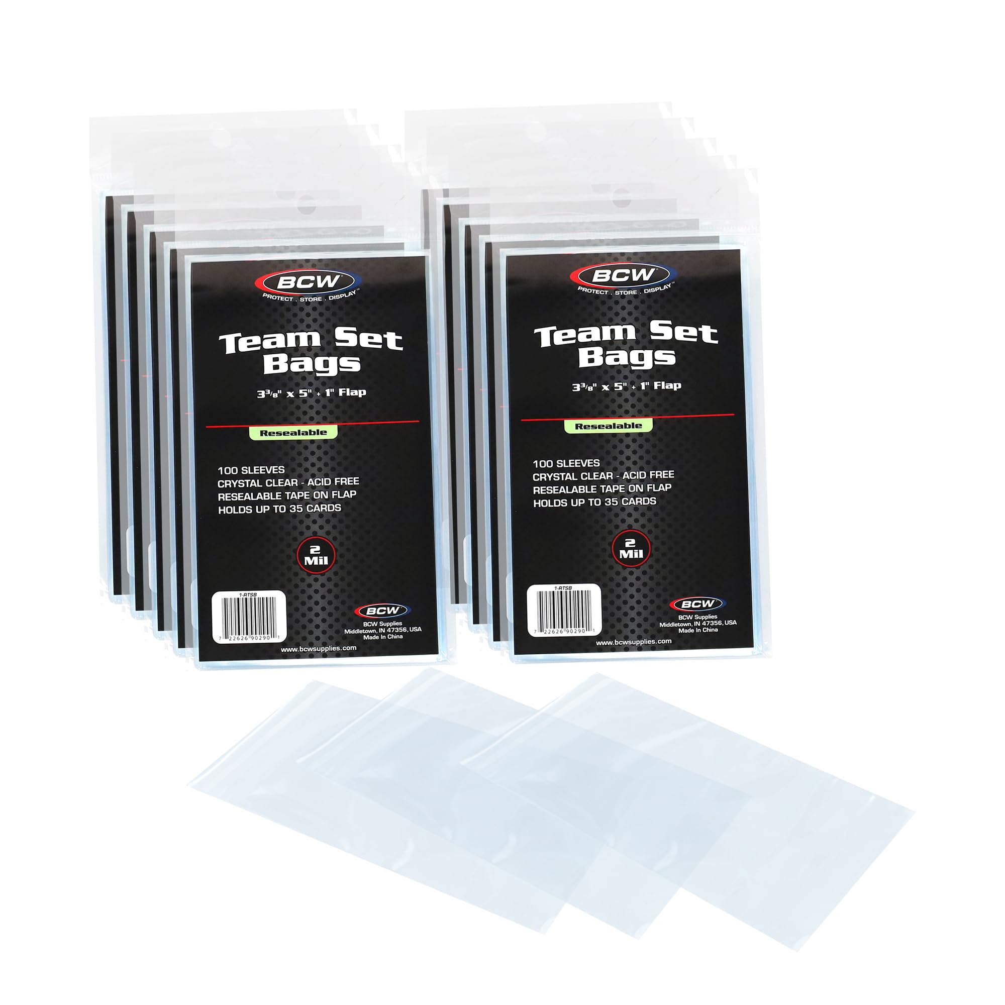 BCW resealable team set bag provides crystal-clear visibility and protection.