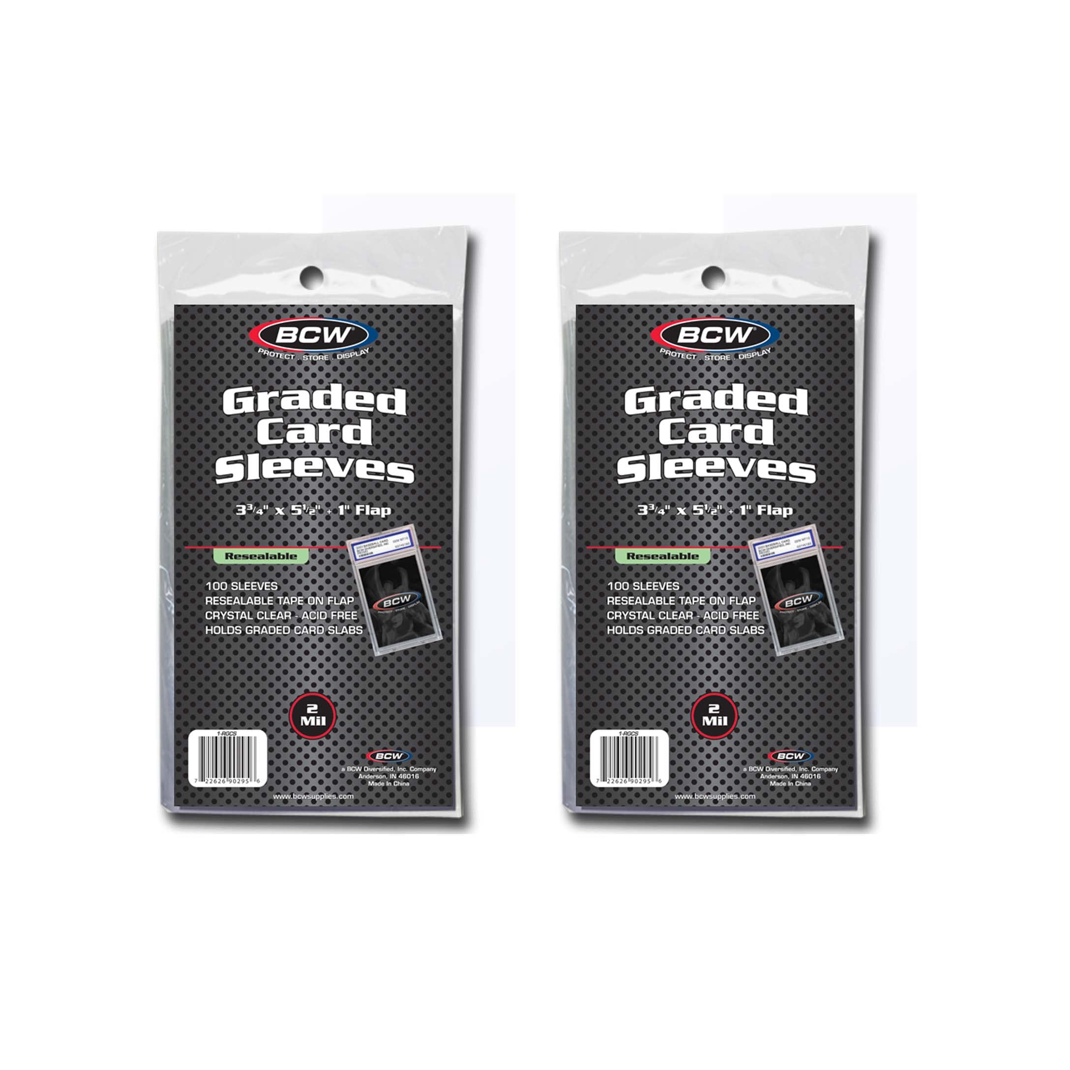 BCW resealable graded card sleeves 200-pack protect universal slabs from dust and handling.