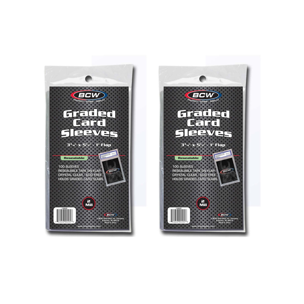 BCW resealable graded card sleeves 200-pack protect universal slabs from dust and handling.