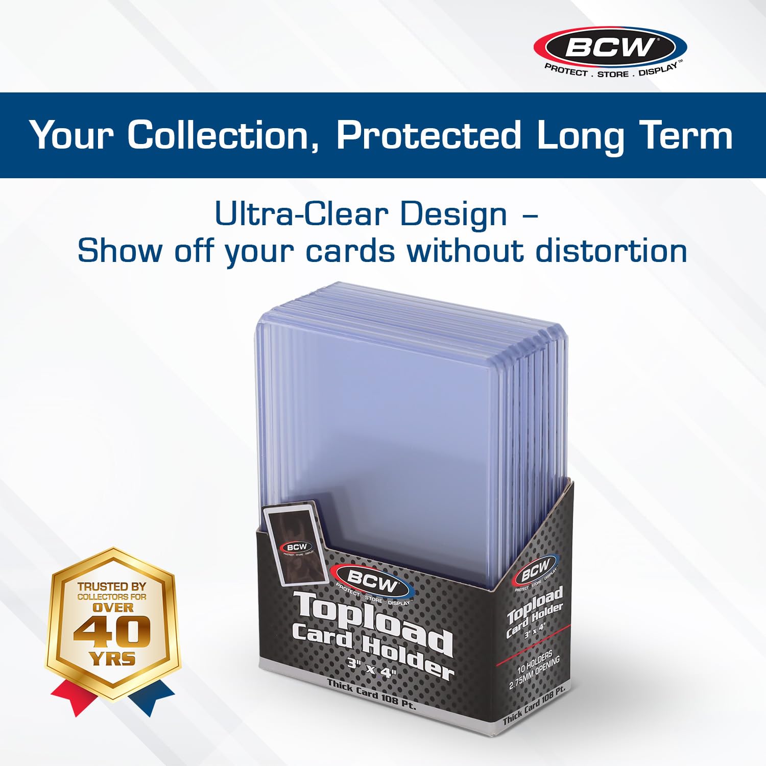 BCW rigid PVC construction guards against bends while keeping card designs visible.
