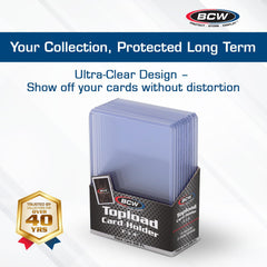 BCW rigid PVC construction guards against bends while keeping card designs visible.