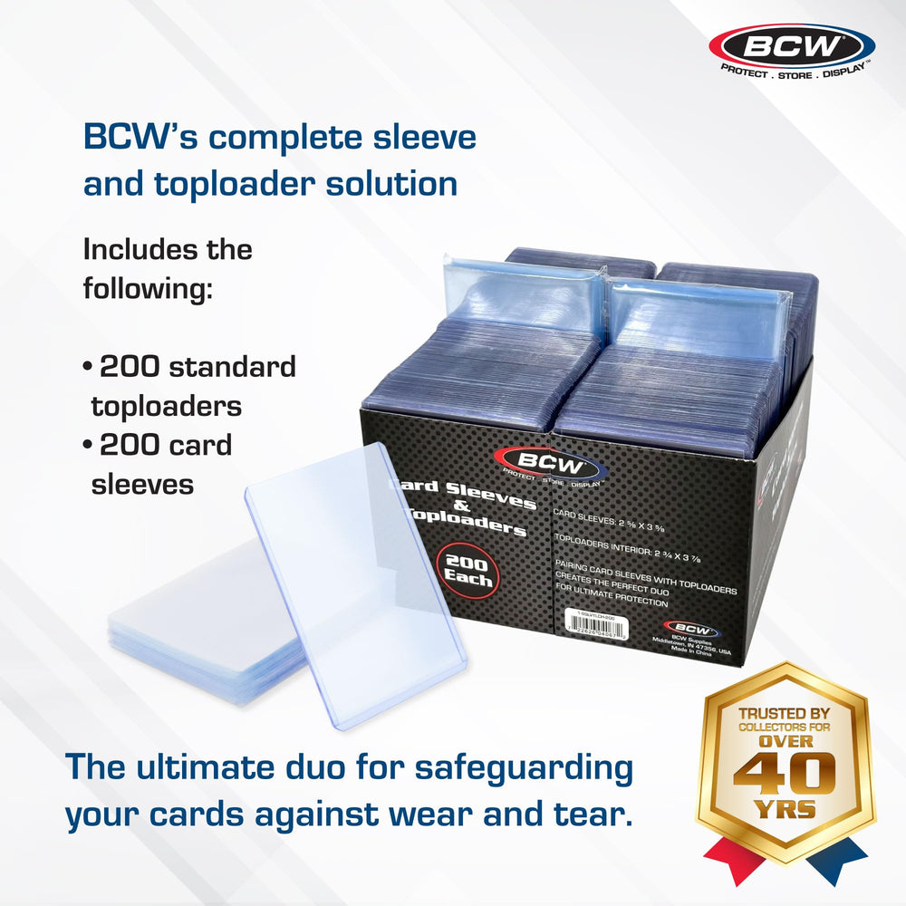 BCW rigid toploader close-up protects cards from bending and surface wear