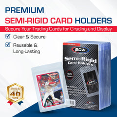BCW Semi Rigid Card Holder pack back view shows secure archival protection