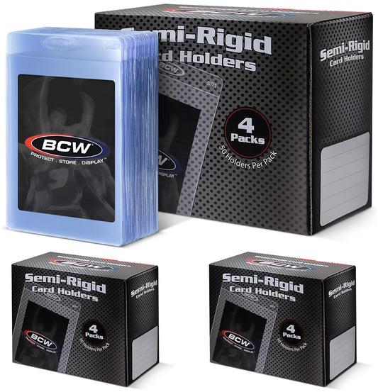 BCW Semi Rigid Card Holder pack front view protects cards for grading submissions