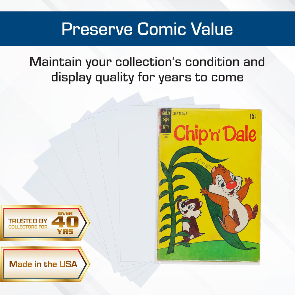 BCW precision-fit backing board 7x10.5 demonstrating Silver Age bag compatibility.