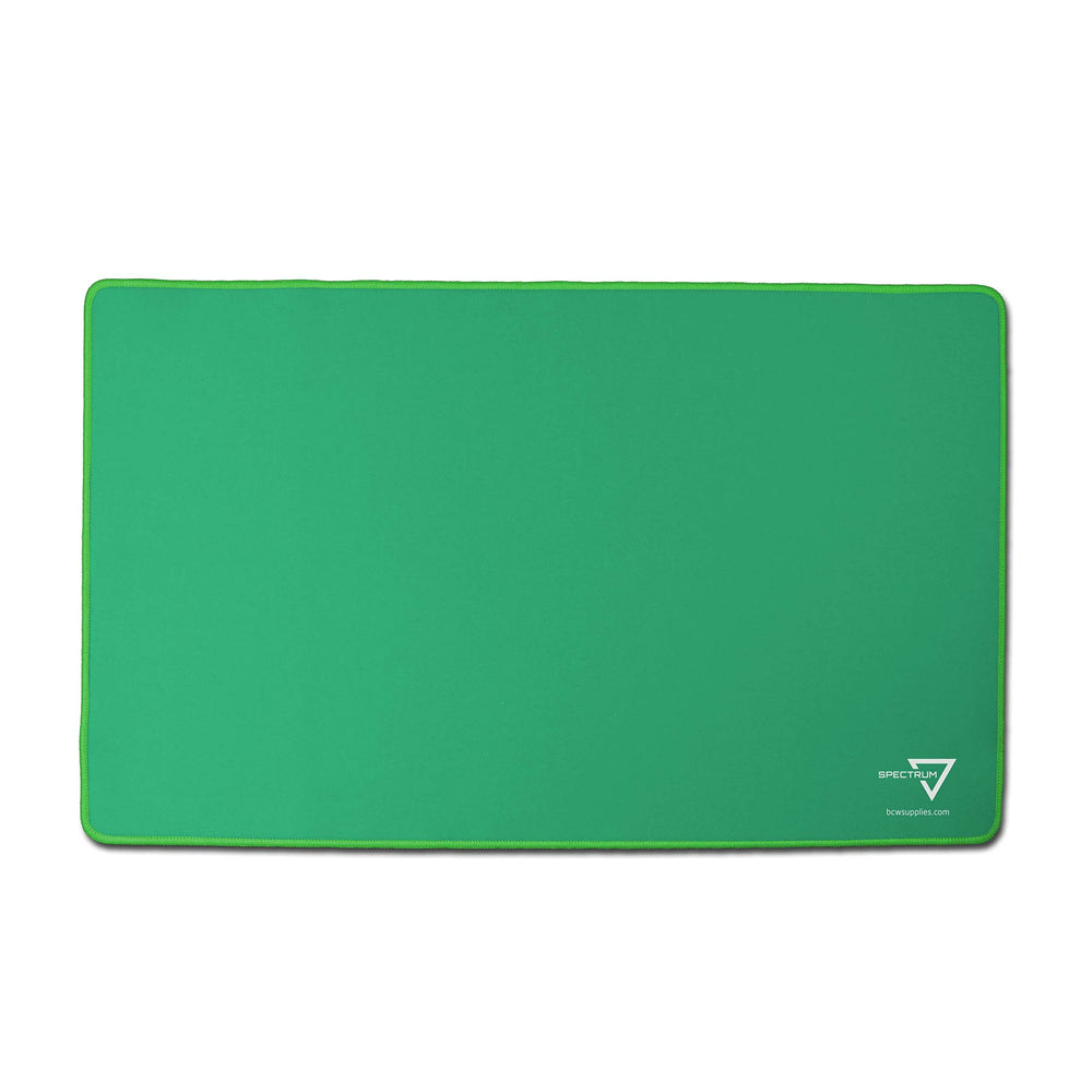 BCW Spectrum Playmat Green 24x14 offers ample space for strategic card games.