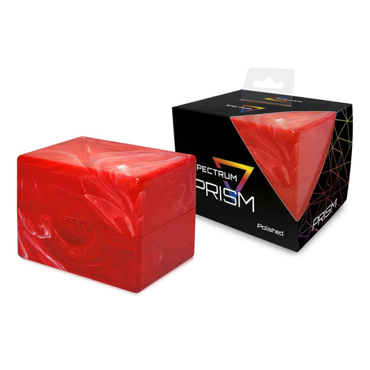 BCW Spectrum Prism Deck Case Carnelian Red, closed, protects 100 double-sleeved cards in transit