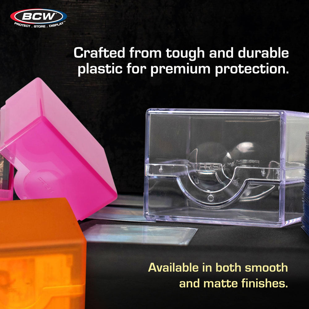 BCW Spectrum Prism Deck Case Carnelian Red, squeeze-open design prevents accidental openings