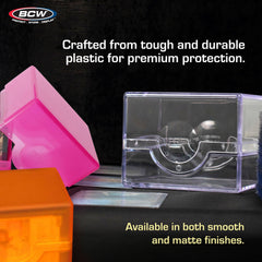 BCW Spectrum Prism Deck Case Carnelian Red, squeeze-open design prevents accidental openings