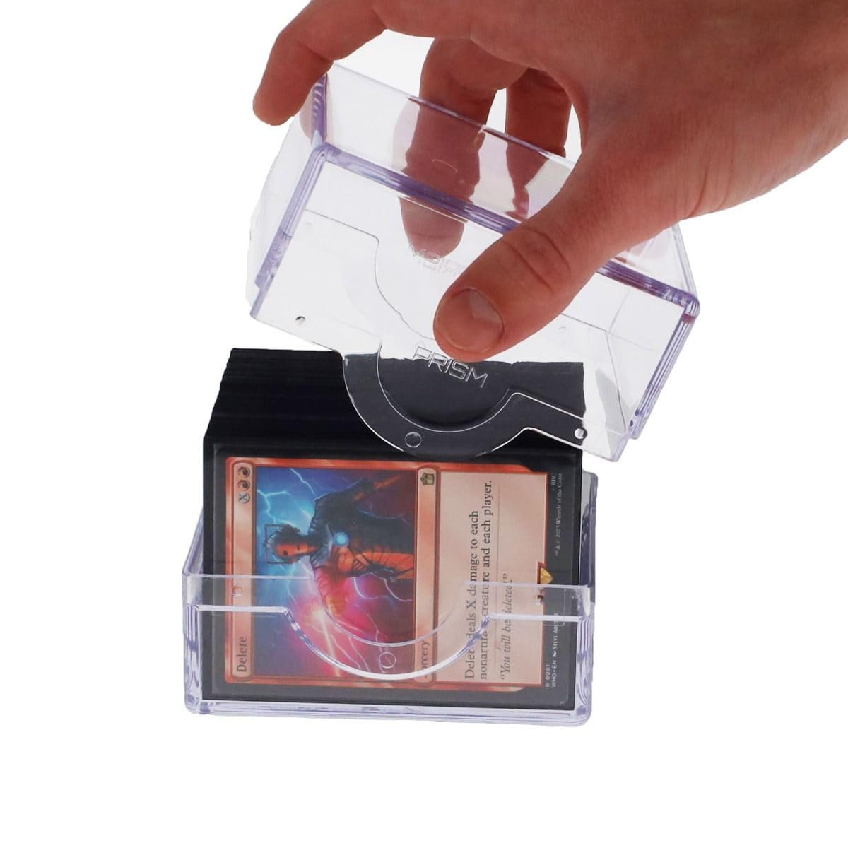 BCW Spectrum Prism deck case sleek design enables easy removal without snagging sleeves.