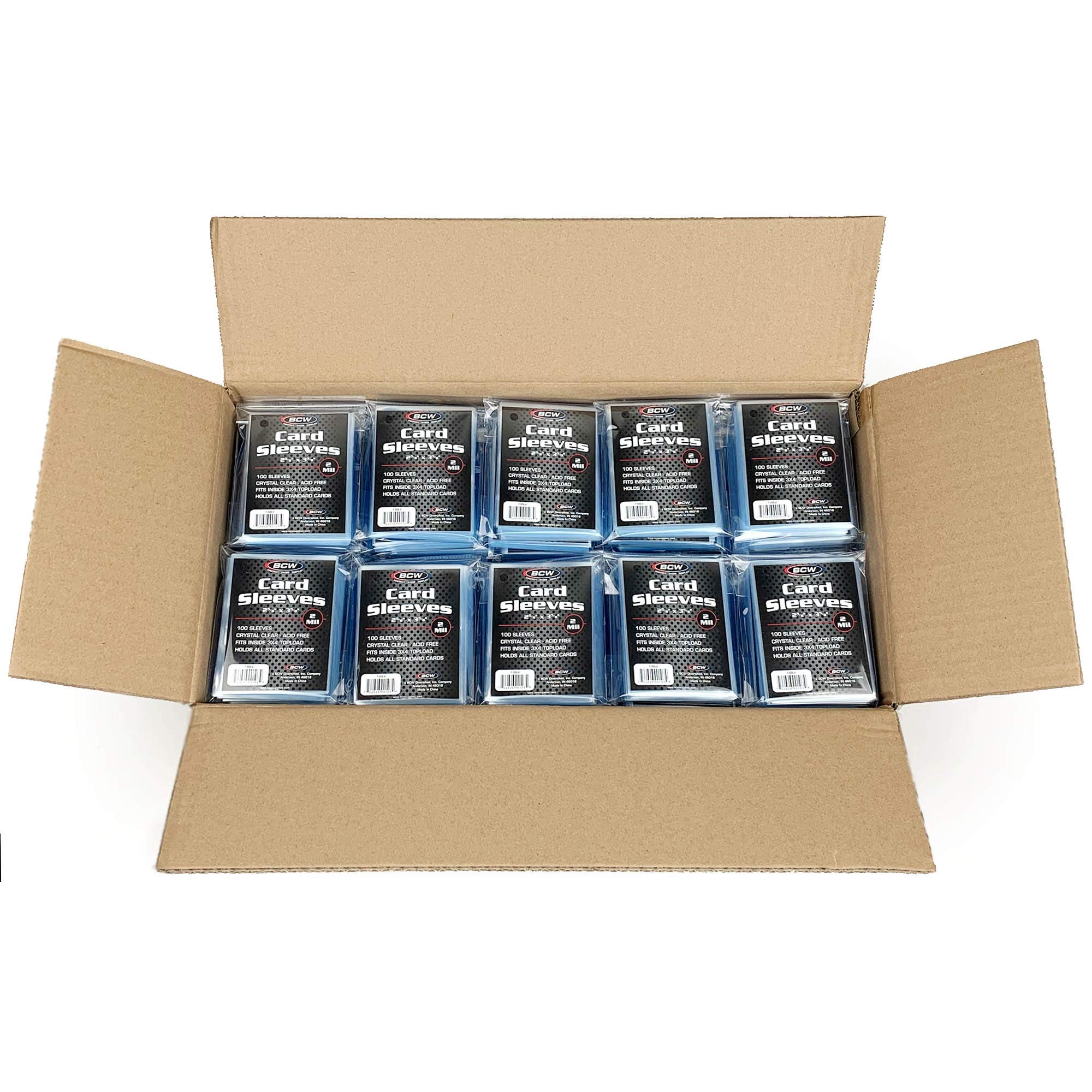 BCW standard card sleeves clear front view protect cards while keeping colors vibrant.