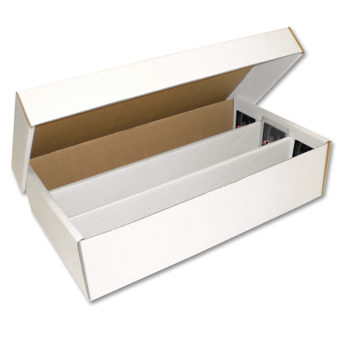 BCW Super Shoe Storage Box assembled, showing secure organization for card collections.