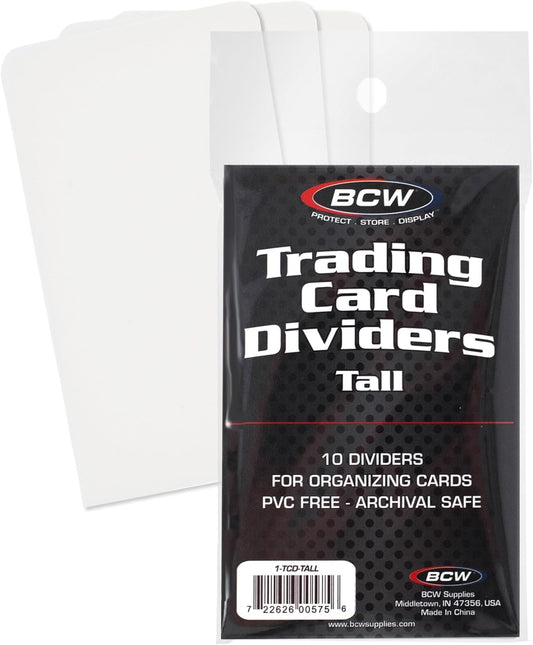 BCW tall trading card dividers archival write-on tabs for organized storage