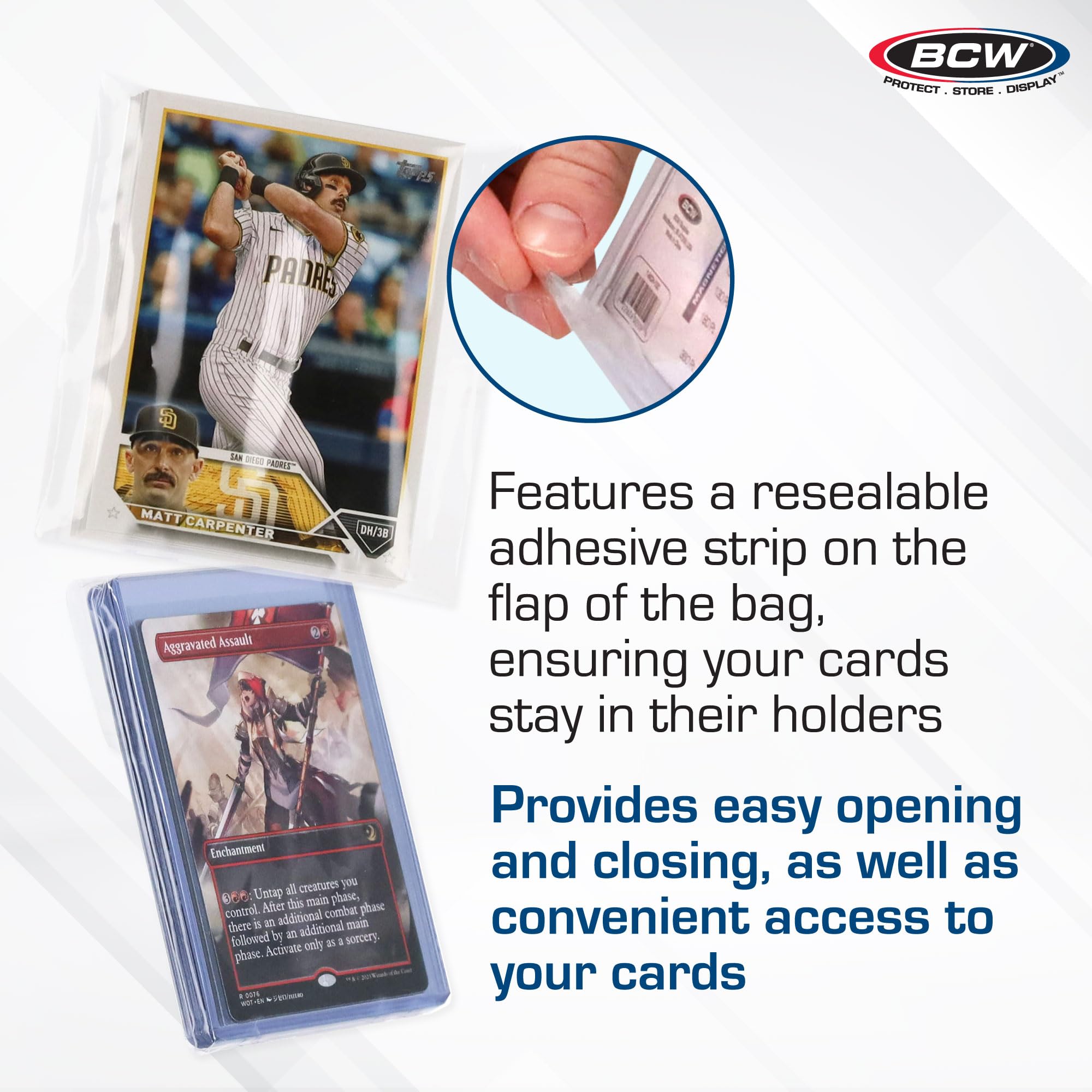 BCW bag for five top loaders keeps cards secure for shipping.