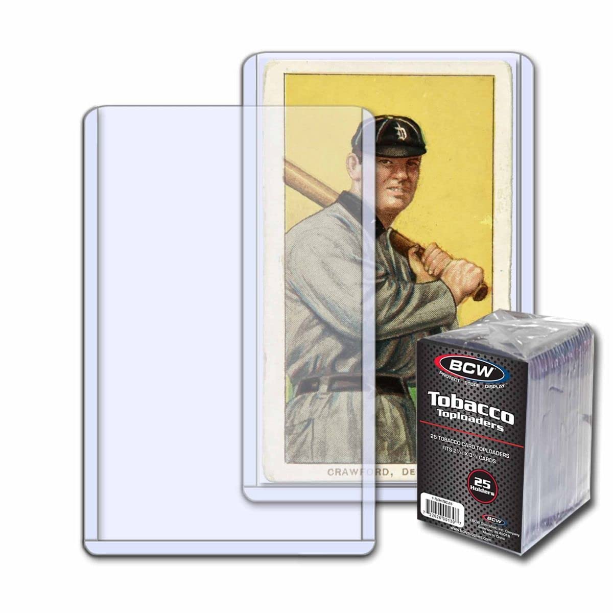 BCW tobacco card topload holder front view; secure mini card protection