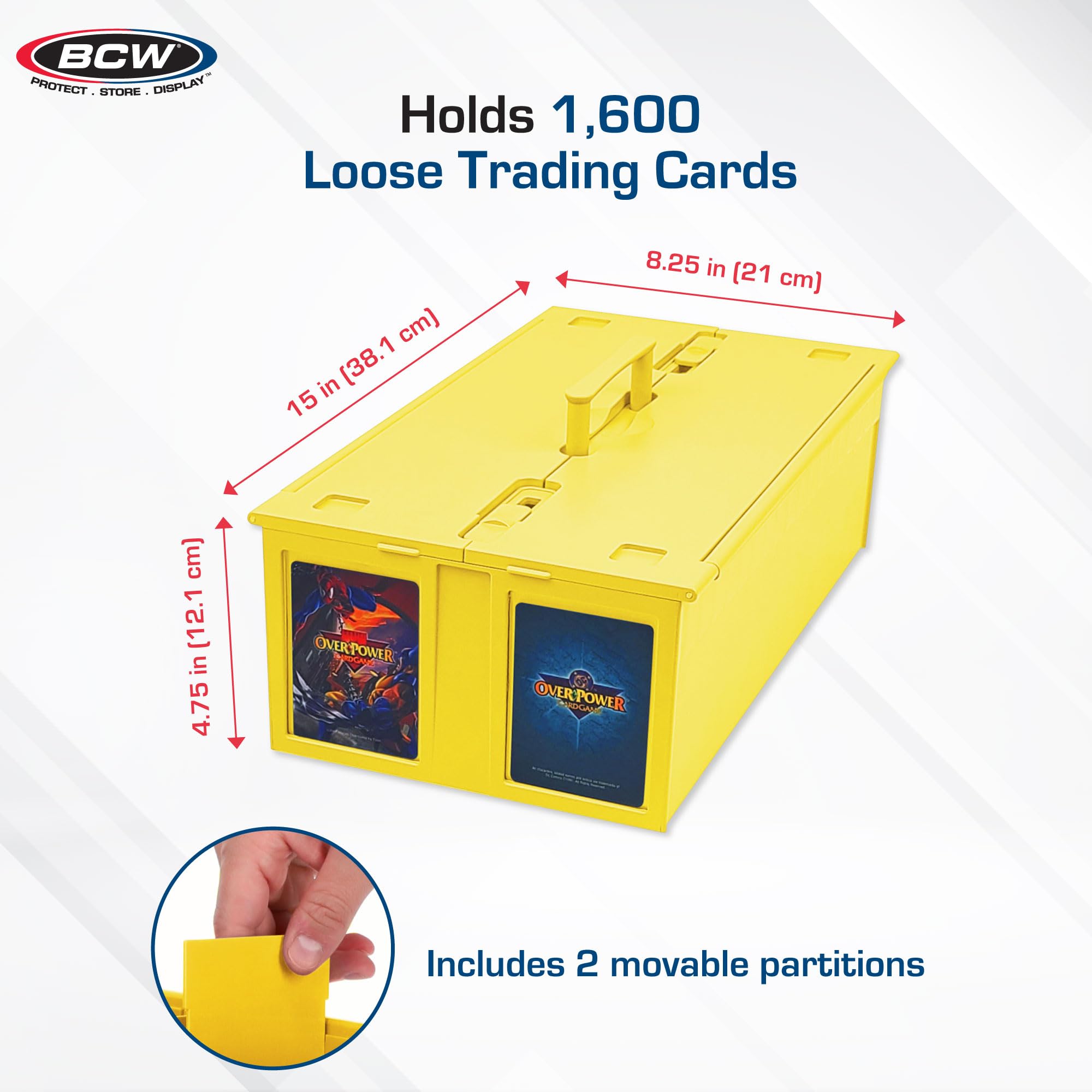 BCW Trading Card Bin stackable design saves space for organized collections.