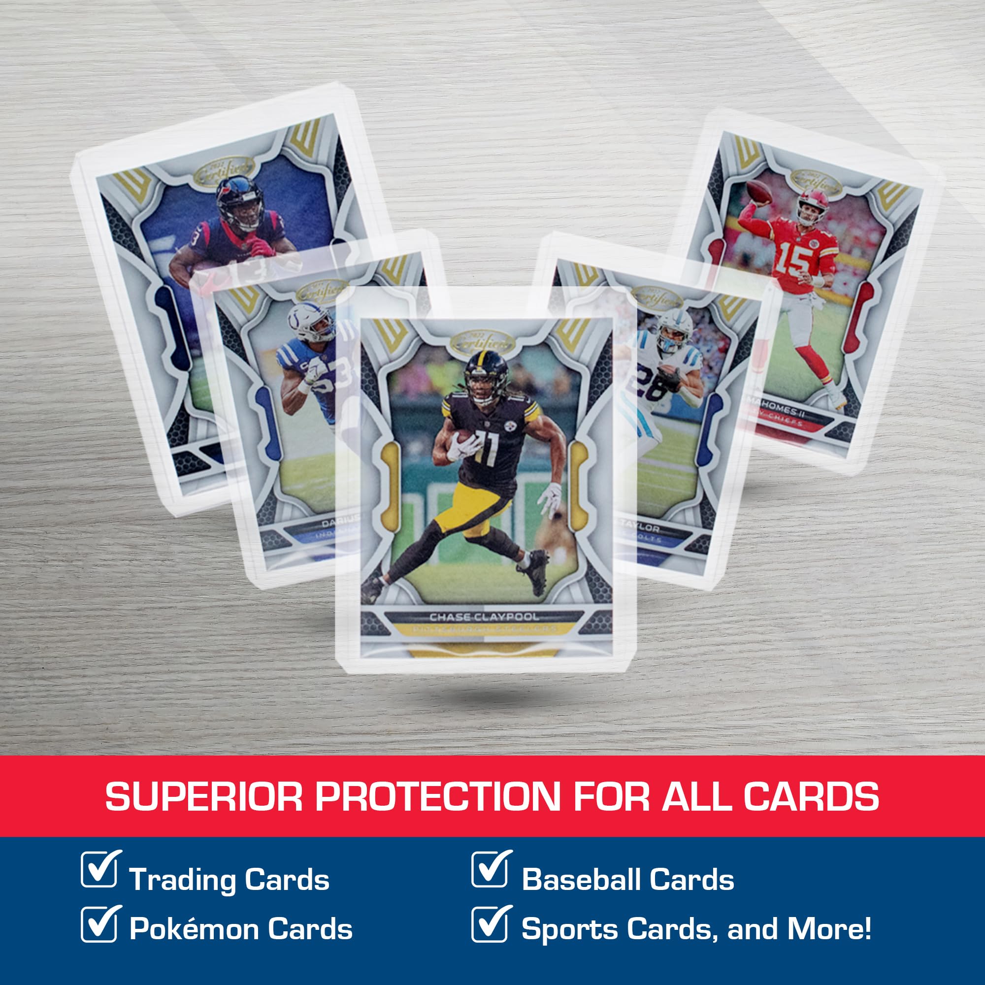 BCW top loaders suit baseball, football, hockey cards and games.