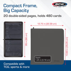 BCW Z-Folio LX 20-page layout displays up to 480 cards in 12-pocket format.