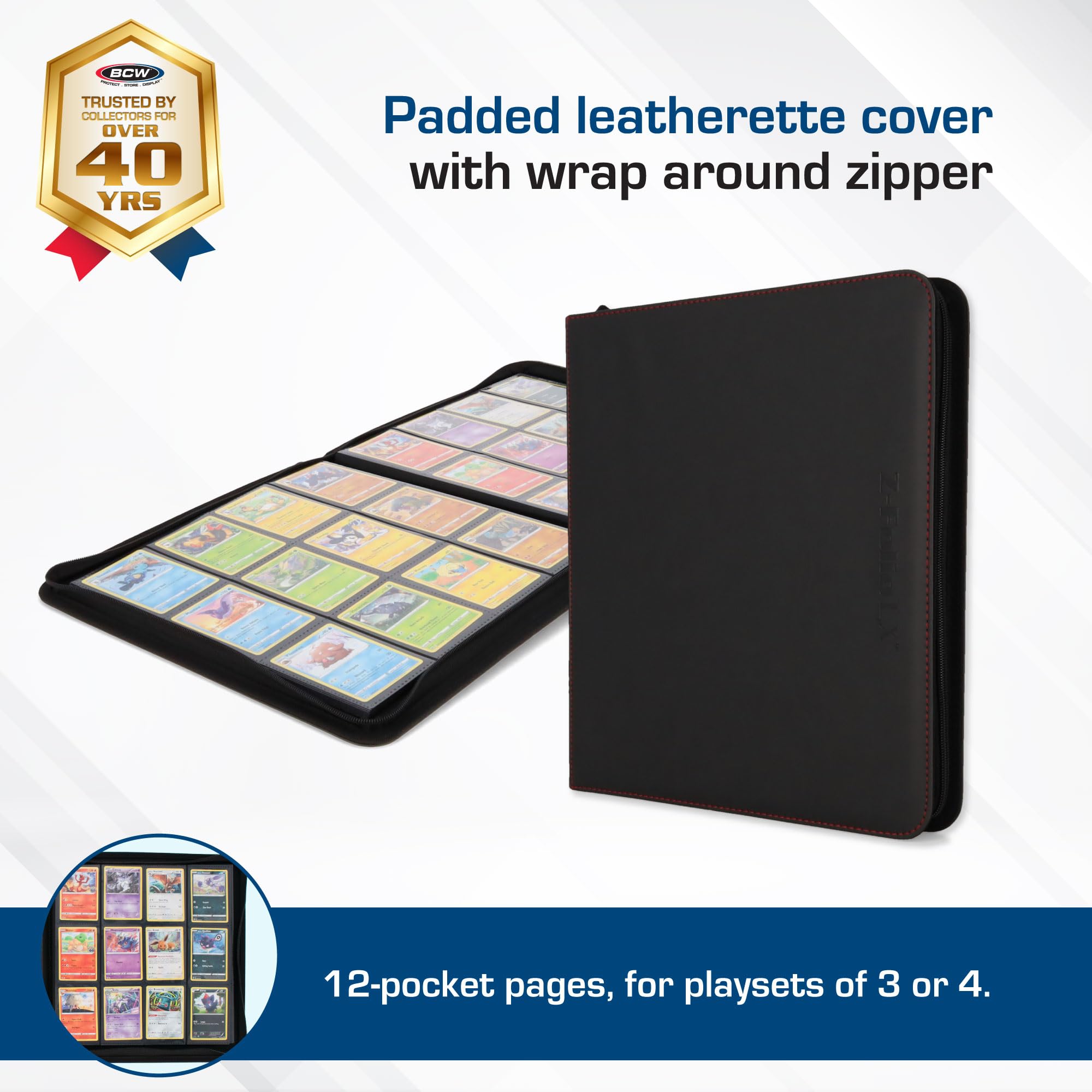BCW Z-Folio LX zipper closure safeguards the contents on the go.