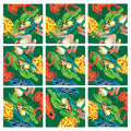 B.Dazzle Scramble Squares Frogs artwork showcases vibrant frog species for a colorful brain teaser.