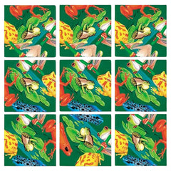 B.Dazzle Scramble Squares Frogs artwork showcases vibrant frog species for a colorful brain teaser.