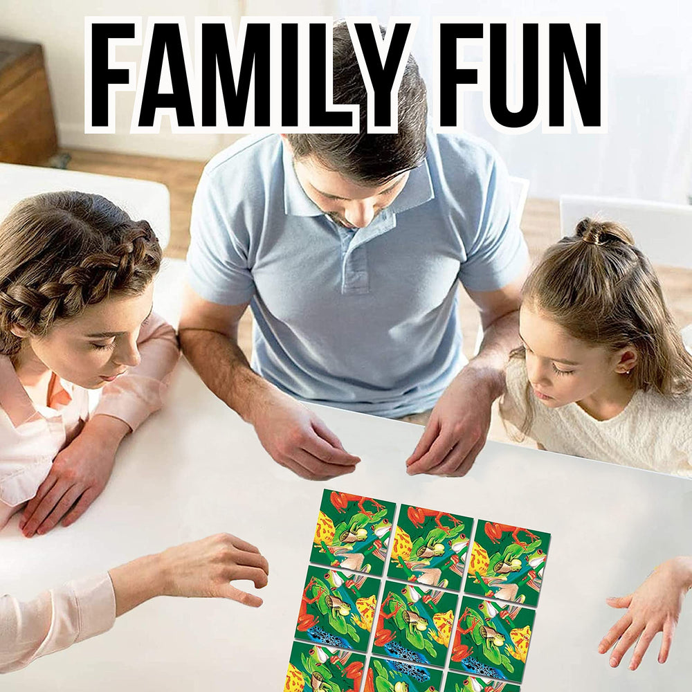 B.Dazzle Scramble Squares Frogs trivia card adds a playful quiz between rounds.