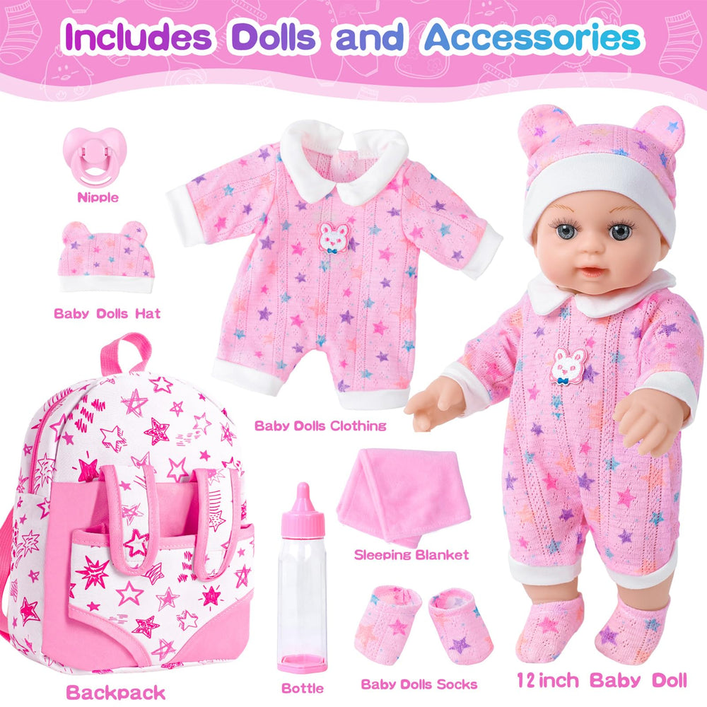 BDDOLL 12 inch baby doll wearing clothes set for imaginative dressing