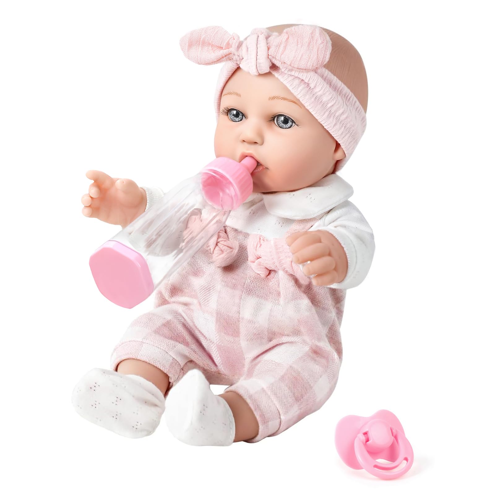 BDDOLL 12-inch baby doll face with realistic eyes for imaginative play.