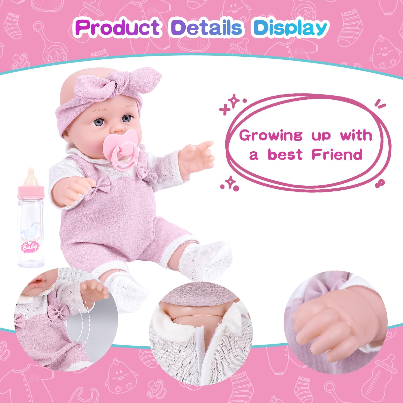BDDOLL baby bottles set for authentic feeding scenarios