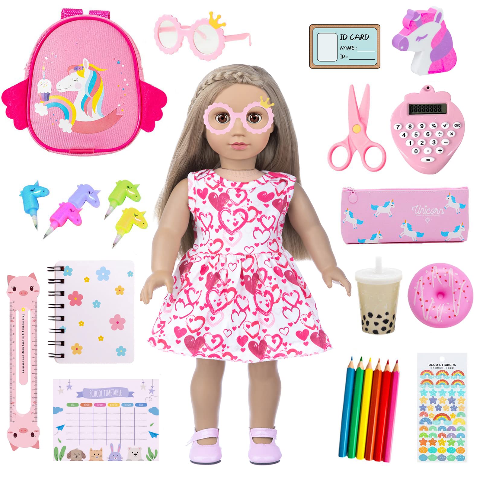BDOLL doll school set contents for imaginative organization.