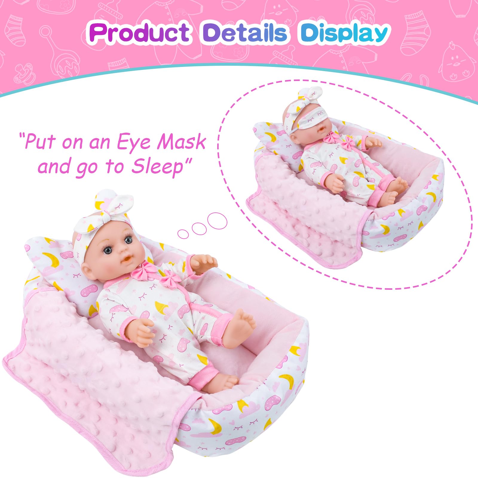 BDDOLL eye mask included for cozy sleepover storytelling and comfort