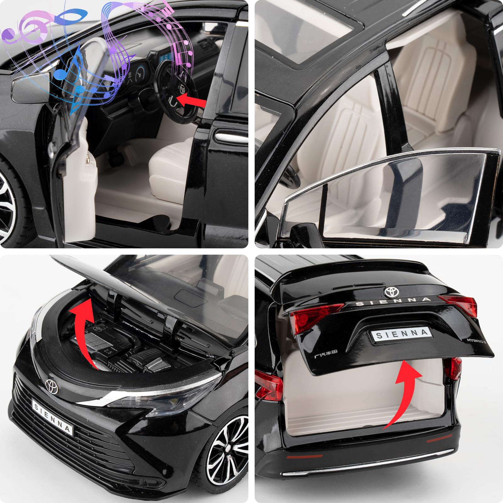 BDTCTK Sienna 1:24 diecast with lights and sounds on front activation