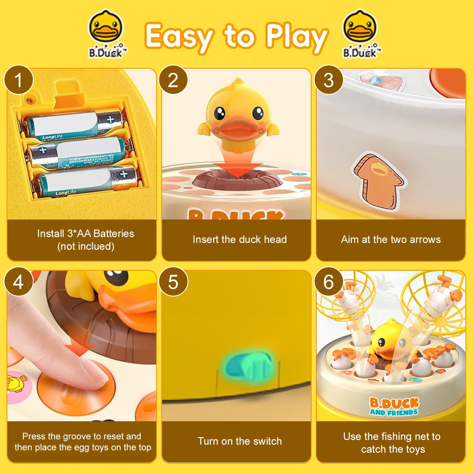 BDUCK+ music and flashing lights energize gameplay for kids