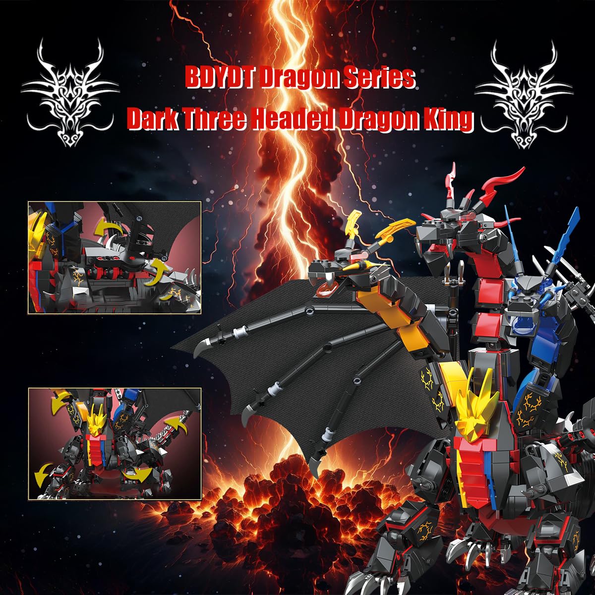 BDYDT dragon series wings extended for dynamic display and posing
