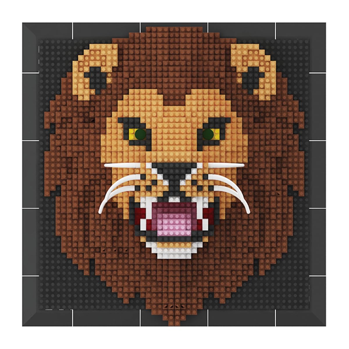 BDYDT lion portrait building blocks detail showing intricate features