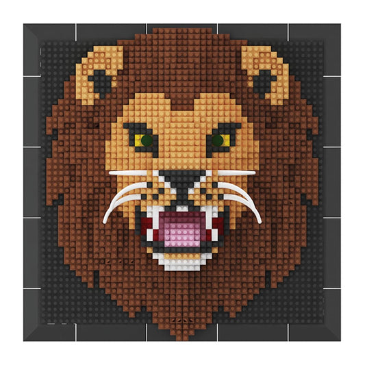 BDYDT lion portrait building blocks detail showing intricate features
